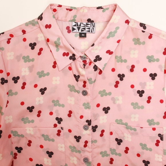 Dusen Dusen Silk Pink Five Dot Collared S/S Shirt - Picture 5 of 6